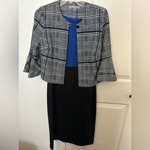 Danny & Nicole Blue and Black Dress with Plaid Jacket